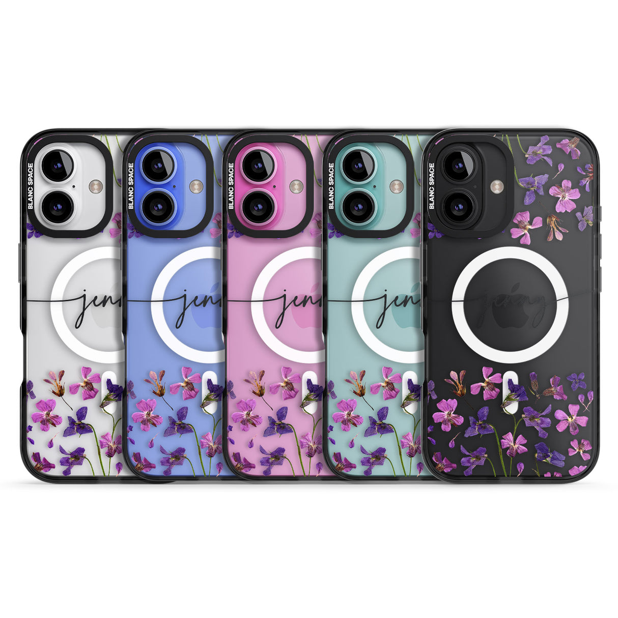 iPhone 16 Pro Max Personalised Purple Violets Black Impact Phone Case