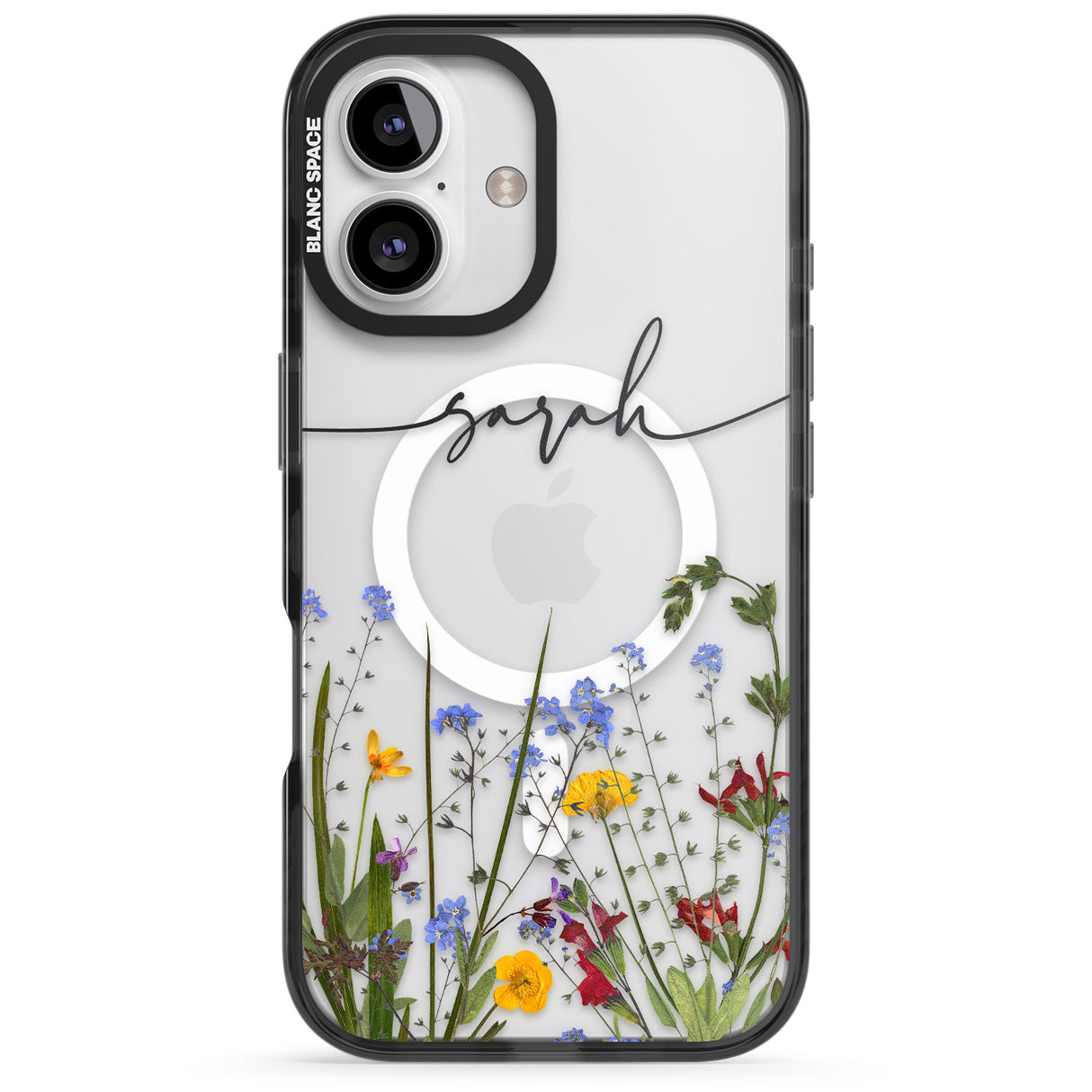 iPhone 16 Pro Max Personalised Wildflower Floral Black Impact Phone Case