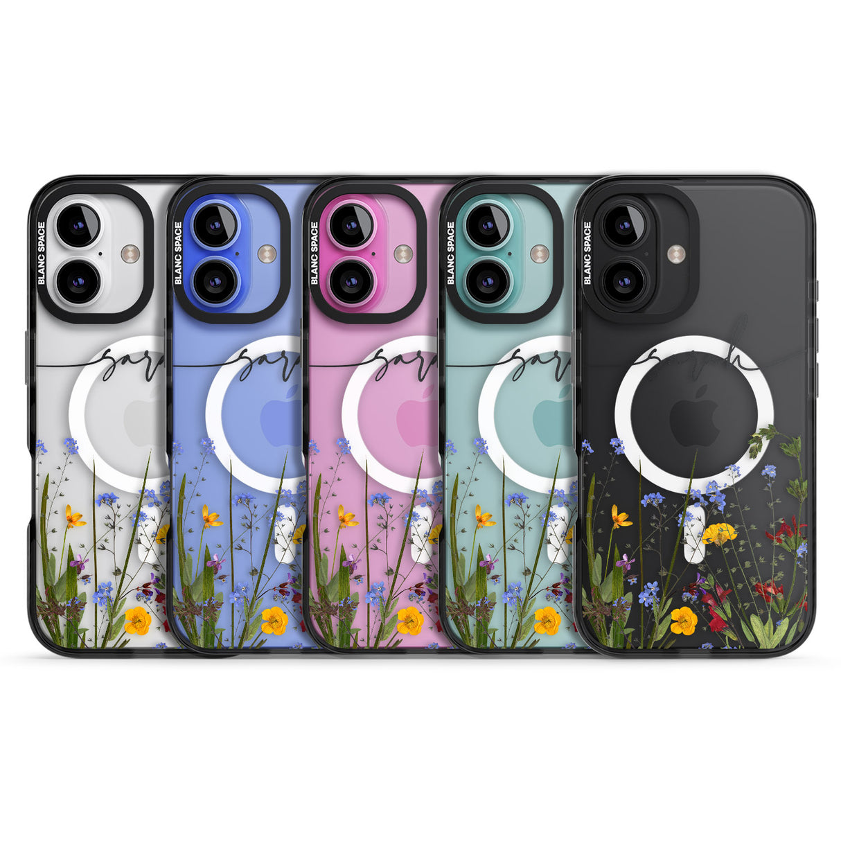 iPhone 16 Pro Max Personalised Wildflower Floral Black Impact Phone Case