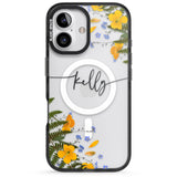 iPhone 16 Pro Max Personalised Ferns & Wildflowers Black Impact Phone Case