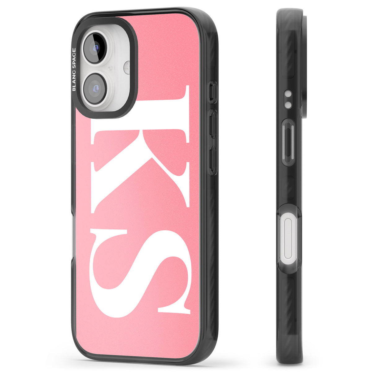 iPhone 16 Pro Max Personalised White & Pink Letters Black Impact Phone Case