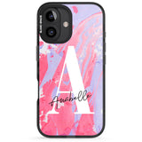 iPhone 16 Pro Max Personalised Pink & Purple - Marble Black Impact Phone Case