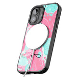 iPhone 16 Pro Max Personalised Turquoise & Pink - Marbled Black Impact Phone Case