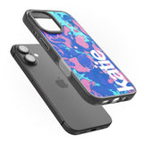 iPhone 16 Pro Max Personalised Navy, Turquoise + Purple - Marbled Black Impact Phone Case