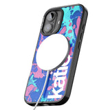 iPhone 16 Pro Max Personalised Navy, Turquoise + Purple - Marbled Black Impact Phone Case