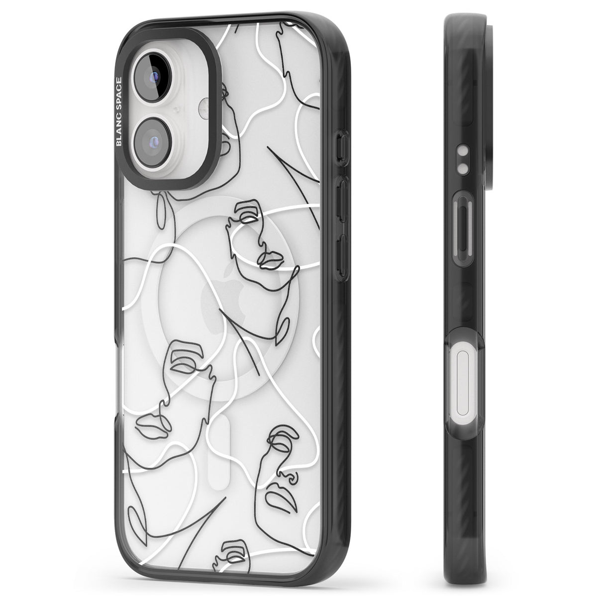 iPhone 16 Pro Max Personalised Abstract Faces Black Impact Phone Case