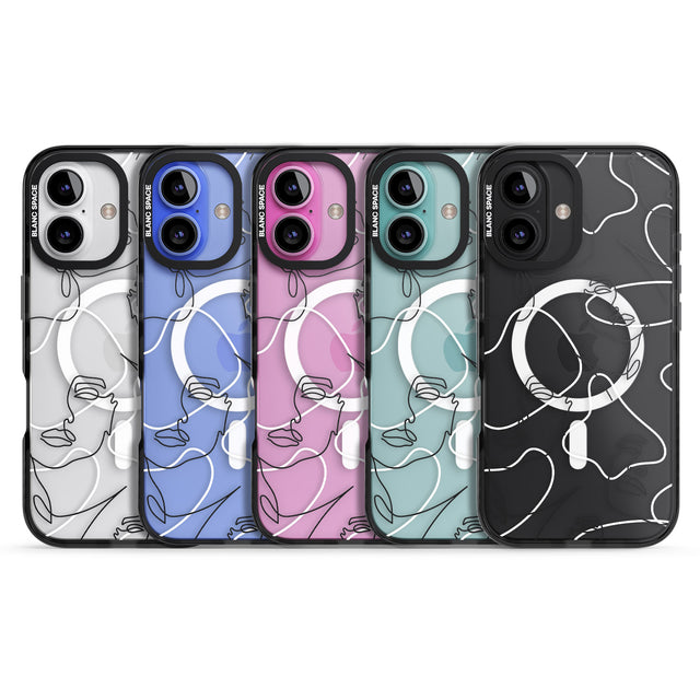 iPhone 16 Pro Max Personalised Abstract Faces Black Impact Phone Case