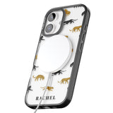 iPhone 16 Pro Max Personalised Jaguar Pattern on Transparent Black Impact Phone Case