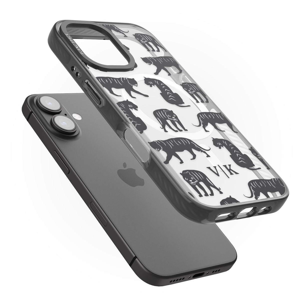 iPhone 16 Pro Max Personalised Tiger Silhouettes Black Impact Phone Case