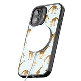 iPhone 16 Pro Max Personalised Safari Giraffe Pattern on Blue Black Impact Phone Case