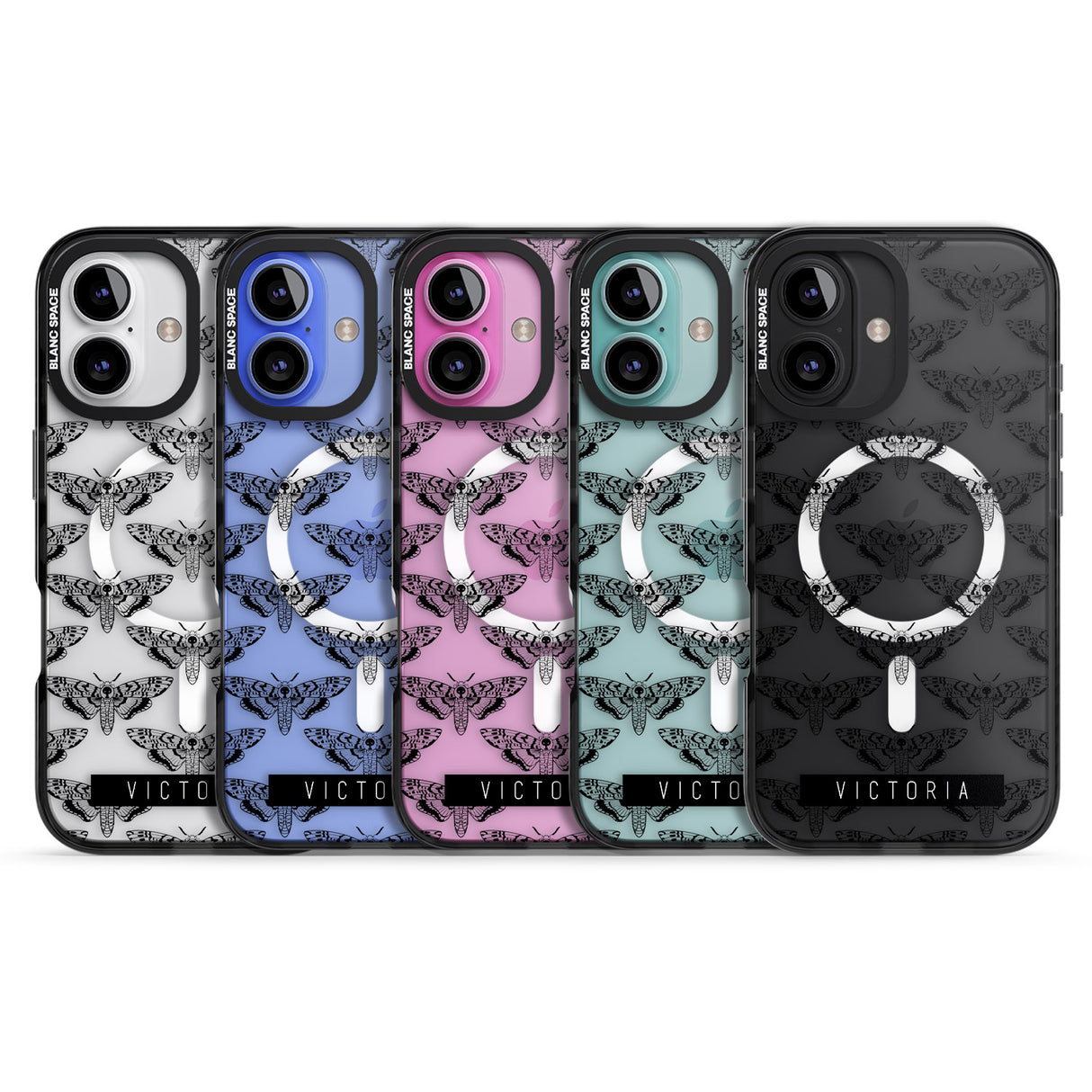 iPhone 16 Pro Max Personalised Hawk Moth Pattern Black Impact Phone Case