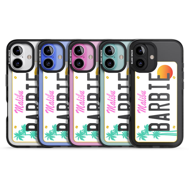 iPhone 16 Pro Max Personalised Malibu License Plate Black Impact Phone Case