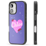 iPhone 16 Pro Max Personalised Glamorous Love Heart Black Impact Phone Case