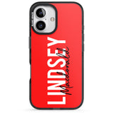 iPhone 16 Pro Max Personalised Bold Name: Red Black Impact Phone Case