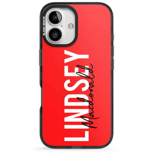 iPhone 16 Pro Max Personalised Bold Name: Red Black Impact Phone Case