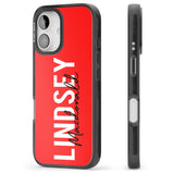 iPhone 16 Pro Max Personalised Bold Name: Red Black Impact Phone Case