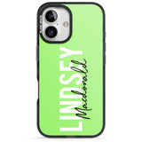 iPhone 16 Pro Max Personalised Bold Name: Lime Black Impact Phone Case