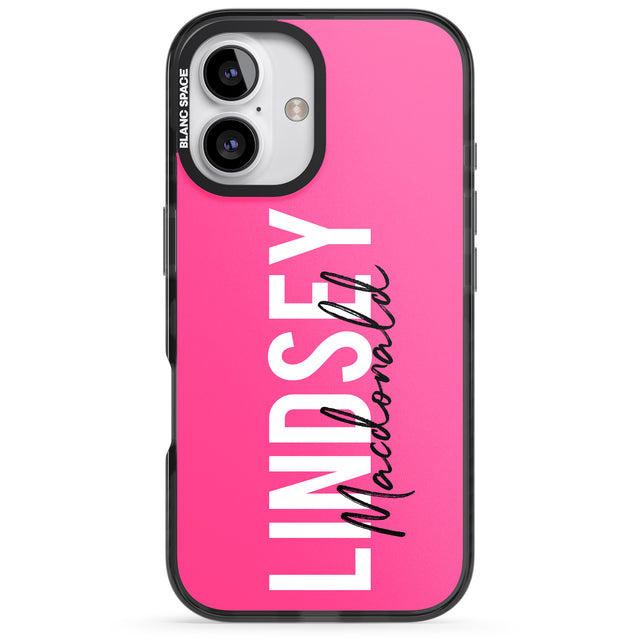 iPhone 16 Pro Max Personalised Bold Name: Pink Black Impact Phone Case