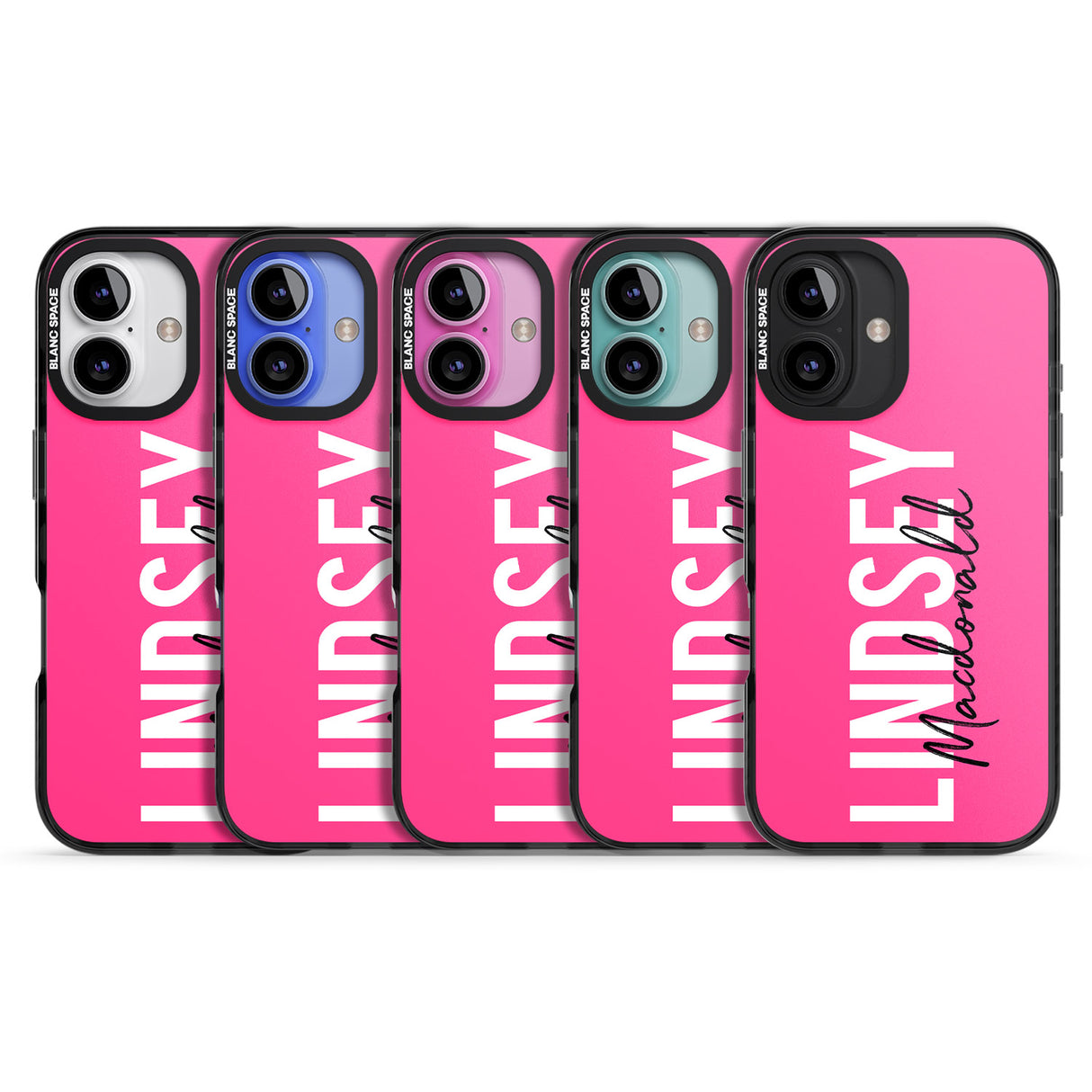 iPhone 16 Pro Max Personalised Bold Name: Pink Black Impact Phone Case