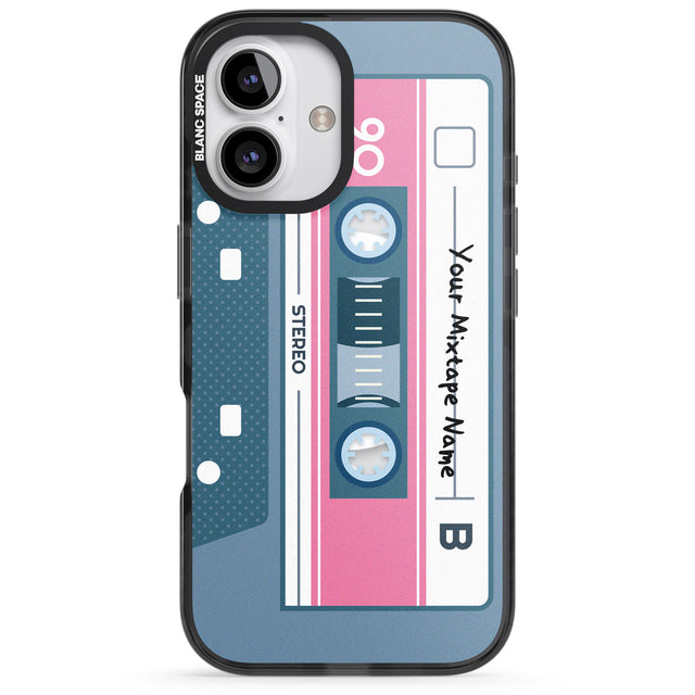 iPhone 16 Pro Max Personalised Retro Mixtape Black Impact Phone Case