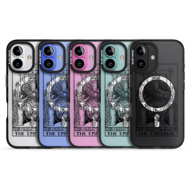 iPhone 16 Pro Max Personalised The Emperor Tarot Card - Transparent Black Impact Phone Case