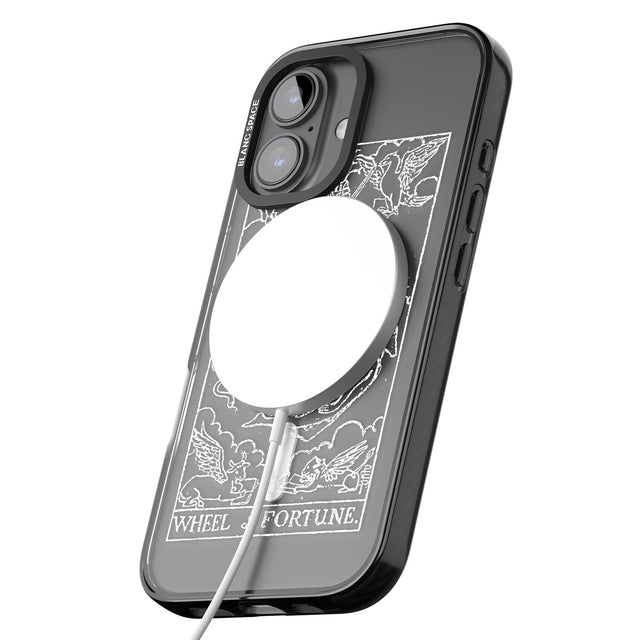 iPhone 16 Pro Max Personalised Wheel of Fortune Tarot Card - White Transparent Black Impact Phone Case