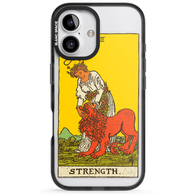 iPhone 16 Pro Max Personalised Strength Tarot Card - Colour Black Impact Phone Case