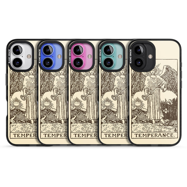 iPhone 16 Pro Max Personalised Temperance Tarot Card - Solid Cream Black Impact Phone Case