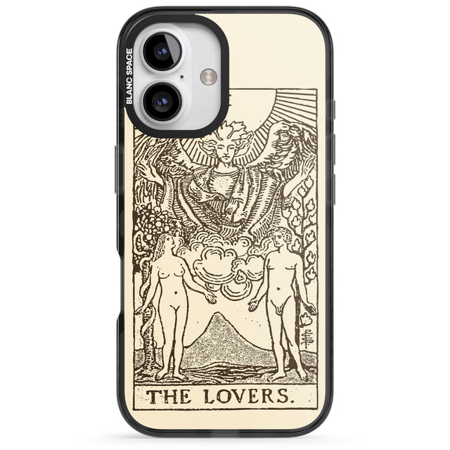 iPhone 16 Pro Max Personalised The Lovers Tarot Card - Solid Cream Black Impact Phone Case