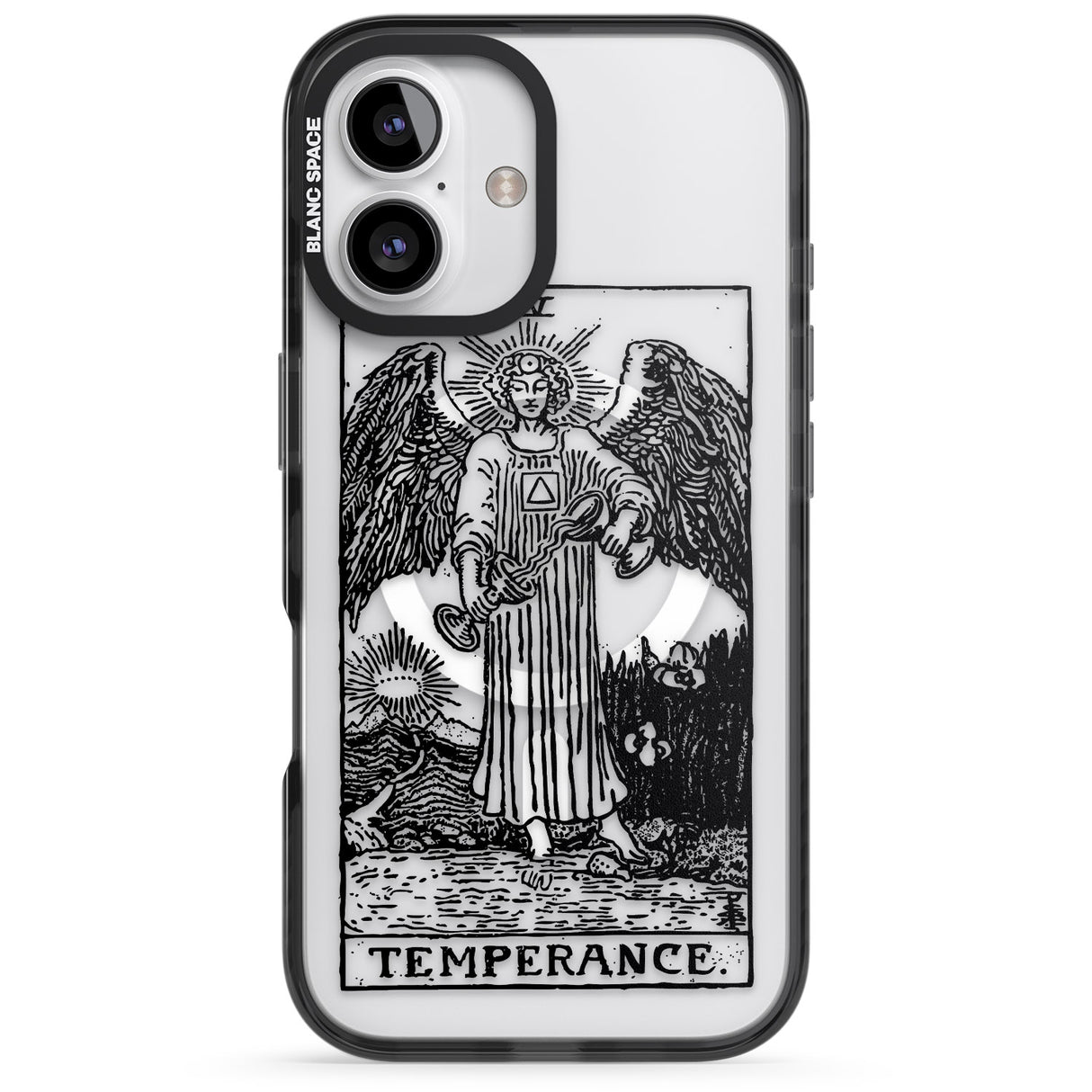 iPhone 16 Pro Max Personalised Temperance Tarot Card - Transparent Black Impact Phone Case