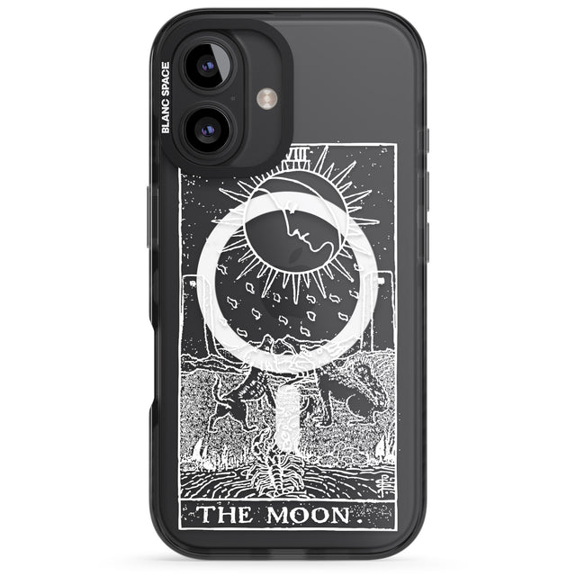 iPhone 16 Pro Max Personalised The Moon Tarot Card - White Transparent Black Impact Phone Case