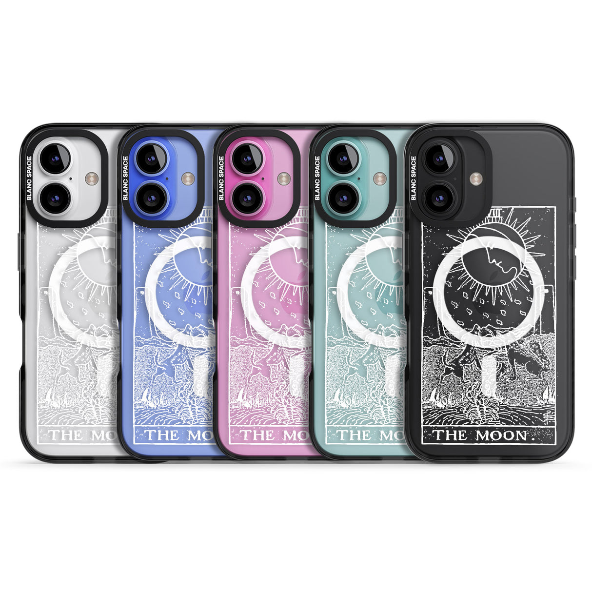 iPhone 16 Pro Max Personalised The Moon Tarot Card - White Transparent Black Impact Phone Case