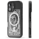 iPhone 16 Pro Max Personalised The World Tarot Card - White Transparent Black Impact Phone Case