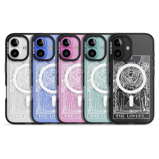 iPhone 16 Pro Max Personalised The Lovers Tarot Card - White Transparent Black Impact Phone Case