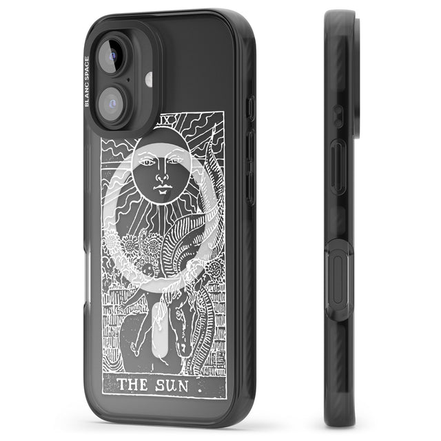 iPhone 16 Pro Max Personalised The Sun Tarot Card - White Transparent Black Impact Phone Case