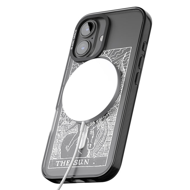 iPhone 16 Pro Max Personalised The Sun Tarot Card - White Transparent Black Impact Phone Case