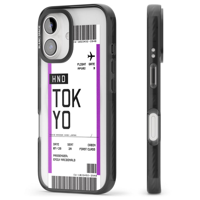 iPhone 16 Pro Max Personalised Tokyo Boarding Pass Black Impact Phone Case