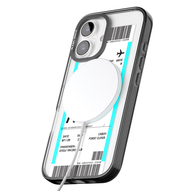 iPhone 16 Pro Max Personalised Dubai Boarding Pass Black Impact Phone Case