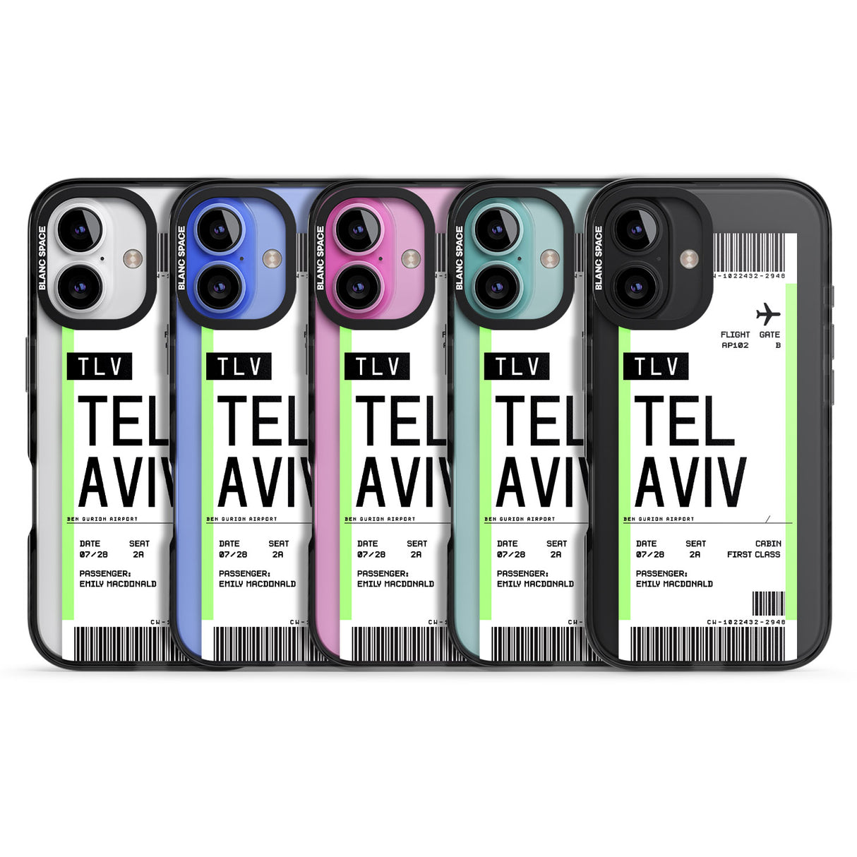 iPhone 16 Pro Max Personalised Tel Aviv Boarding Pass Black Impact Phone Case