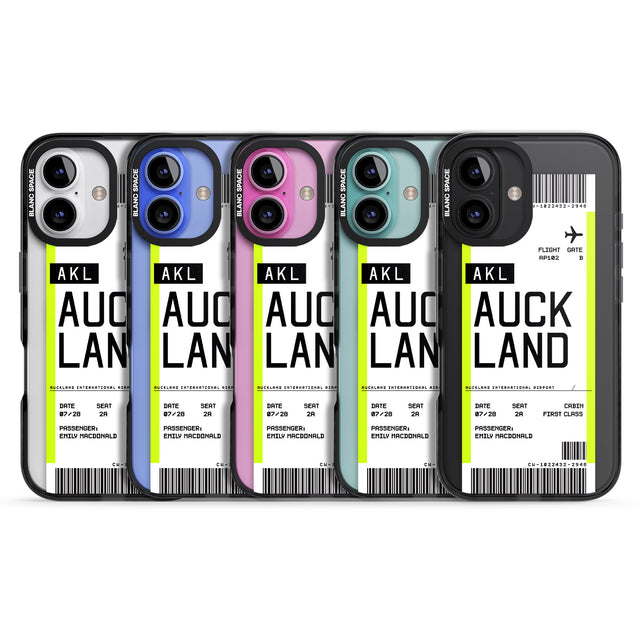 iPhone 16 Pro Max Personalised Auckland Boarding Pass Black Impact Phone Case