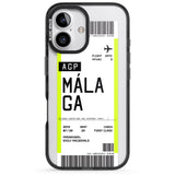 iPhone 16 Pro Max Personalised Málaga Boarding Pass Black Impact Phone Case