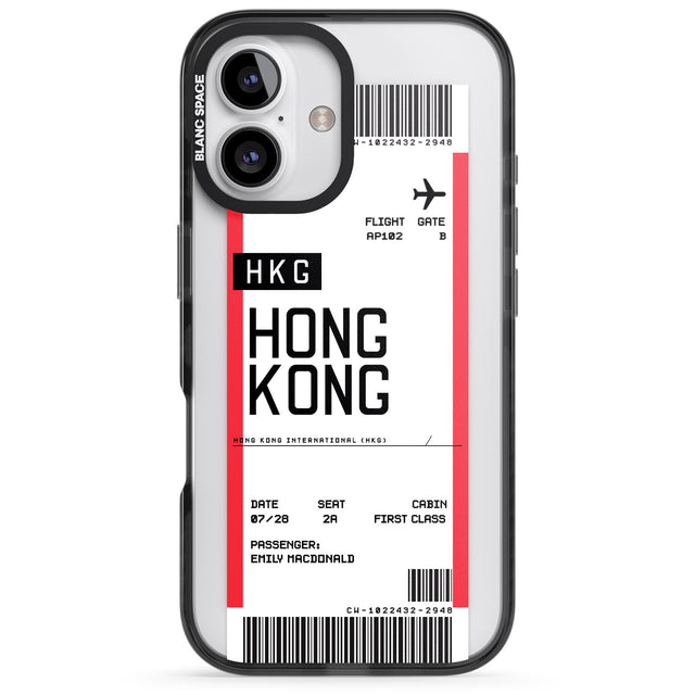 iPhone 16 Pro Max Personalised Hong Kong Boarding Pass Black Impact Phone Case