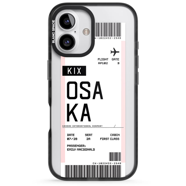 iPhone 16 Pro Max Personalised Osaka Boarding Pass Black Impact Phone Case