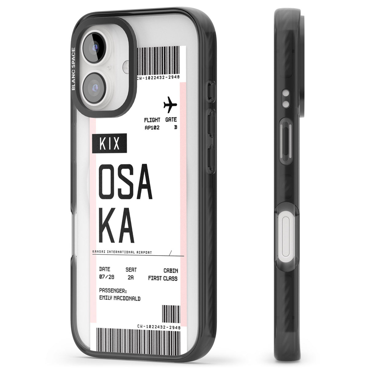 iPhone 16 Pro Max Personalised Osaka Boarding Pass Black Impact Phone Case