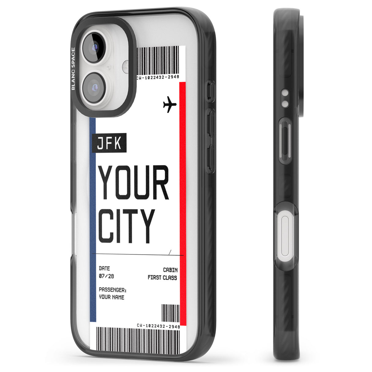 iPhone 16 Pro Max Personalised Create Your Own Boarding Pass Ticket Black Impact Phone Case