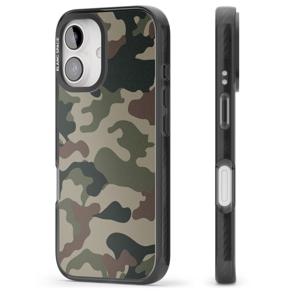 iPhone 16 Pro Max Green and Brown Camo Black Impact Phone Case