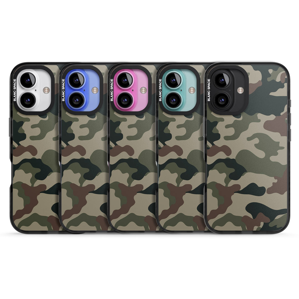 iPhone 16 Pro Max Green and Brown Camo Black Impact Phone Case