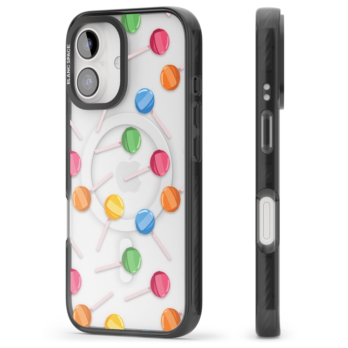 iPhone 16 Pro Max Lollipop Pattern Black Impact Phone Case