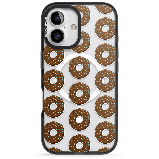 iPhone 16 Pro Max Chocolate Donut Pattern Black Impact Phone Case