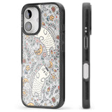 iPhone 16 Pro Max Sleeping Cat Pattern Black Impact Phone Case